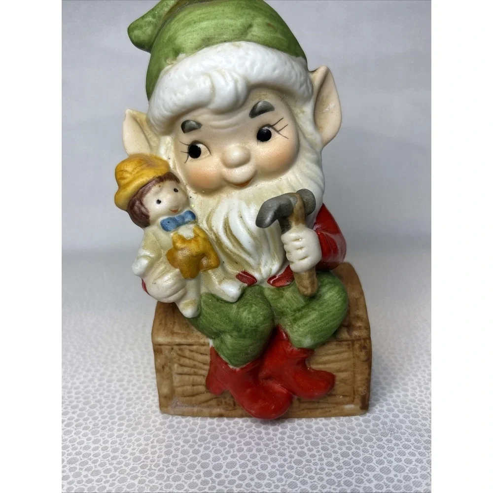 Adorable HOMCO CHRISTMAS‎ ELVES Figurines lot Of 2 Toy Makers, Vintage.